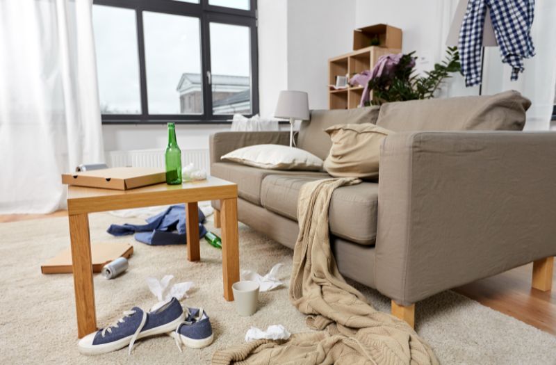 cluttered living area in the house