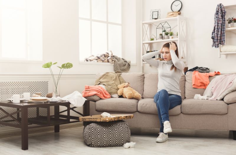 girl stressed out on so many stuff at home