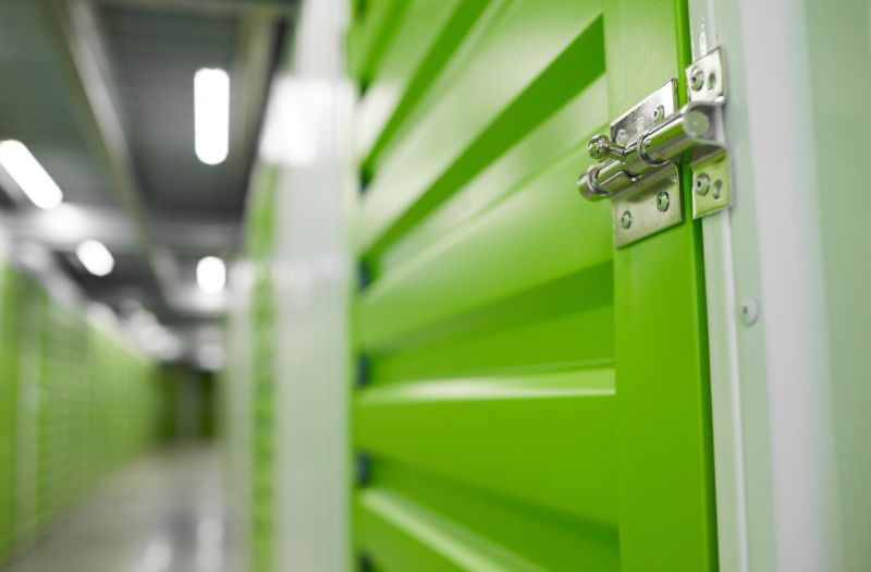 locked green storage unit