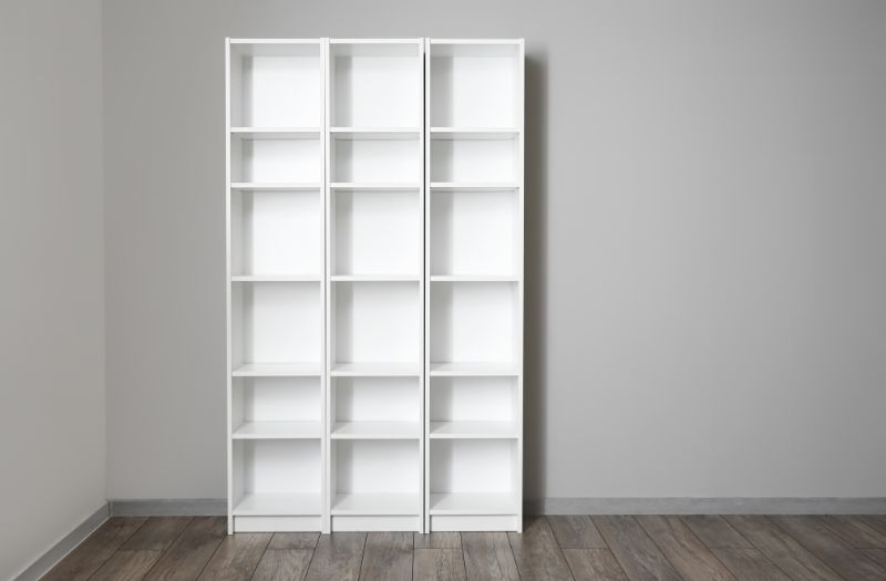 white open cabinet in a room