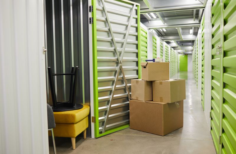 boxes outside a storage unit