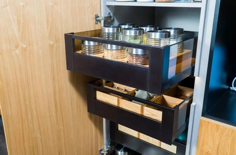 storage behind pantry cabinet doors