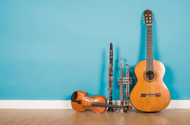 musical instruments in the room