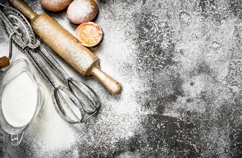 baking ingredients and tools on the table