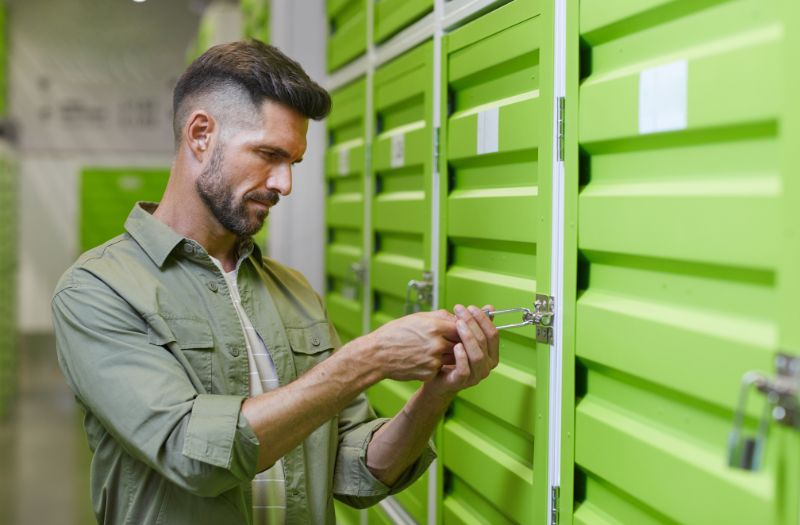 man opening his storage unit